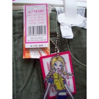 Barbie cords embroidery - pink diamante button  -- £5.50 per item - 4 pack